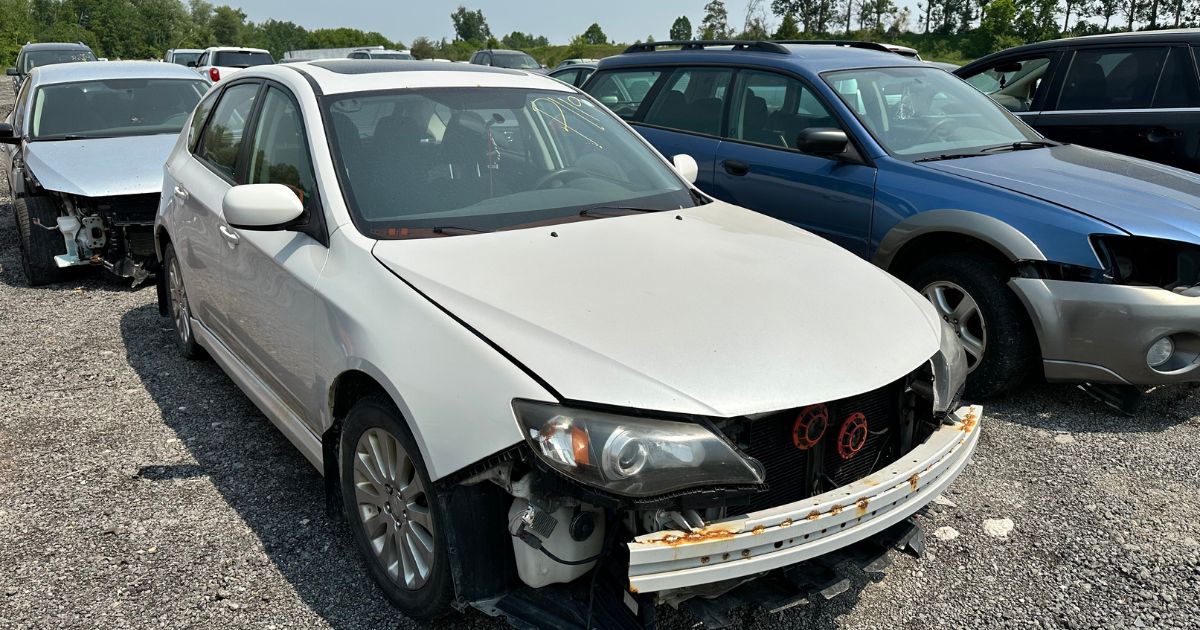 Damaged Volkswagen Jetta at Toronto's car scrap yard.