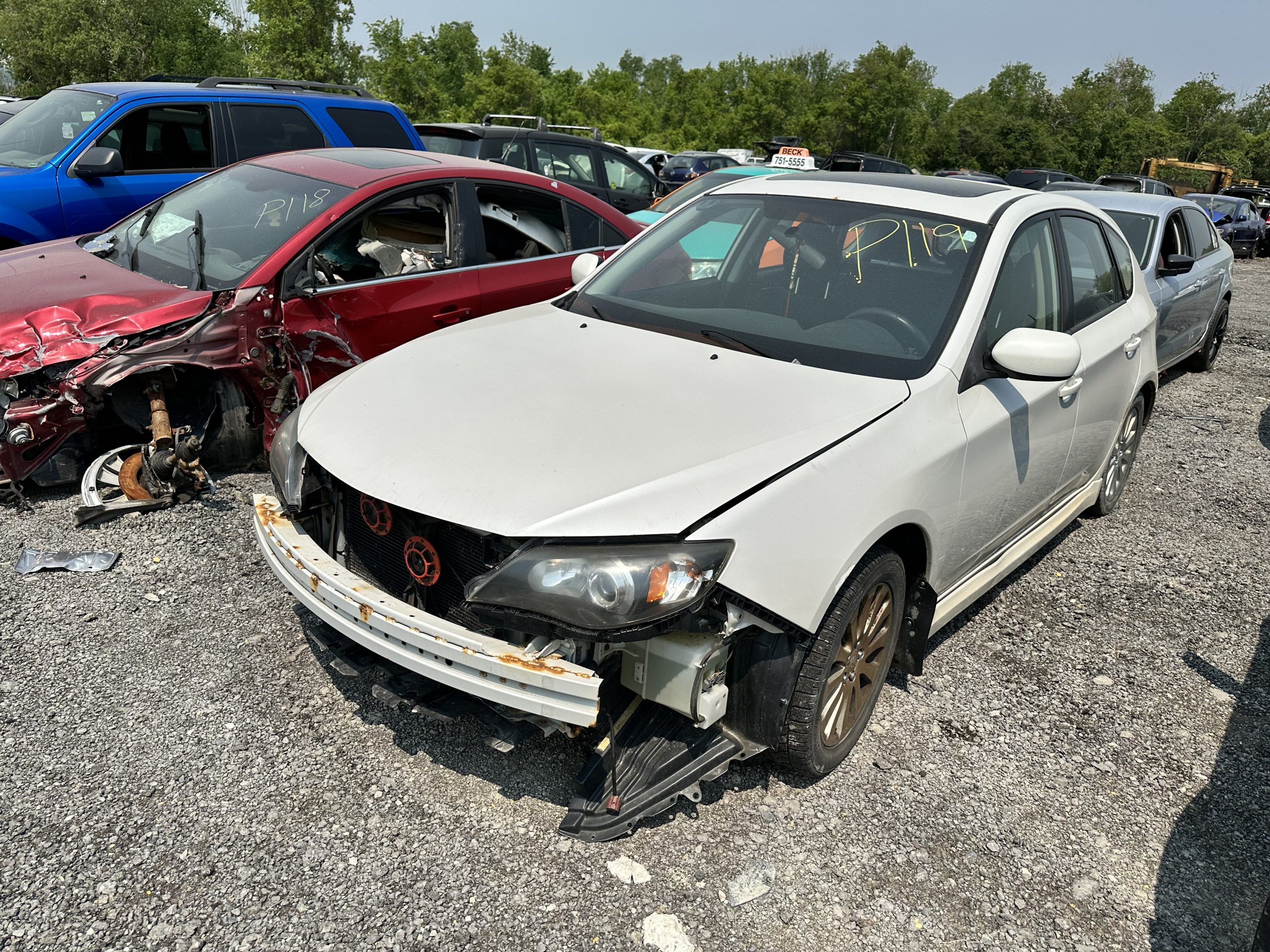 Broken car standing in a car scrapping yard