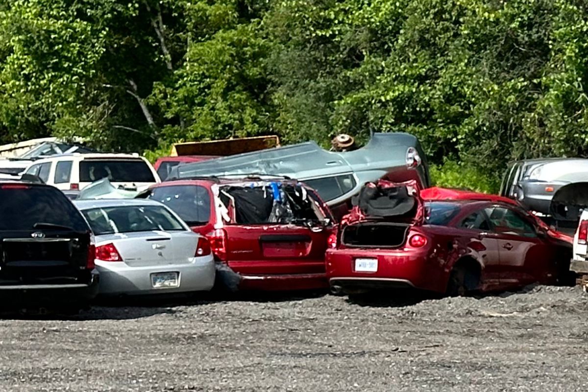End-of-Life Vehicle (ELV) End-of-Life Vehicle (ELV) standing in a junkyard